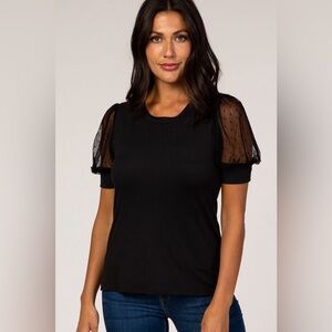 Pinkblush Black Mesh Sleeve Women's Maternity Top
